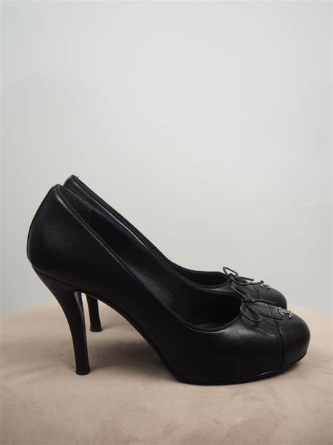 chanel black leather pumps|chanel pumps price.